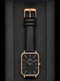 Buy Shop Daniel Wellington Quadro Black Dial Black Leather Strap Watch For Women - DW00100449 USA Online
