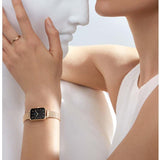 Buy Shop Daniel Wellington Quadro Melrose Black Dial Rose Gold Mesh Bracelet Watch For Women - DW00100432 USA Online