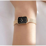 Buy Shop Daniel Wellington Quadro Melrose Black Dial Rose Gold Mesh Bracelet Watch For Women - DW00100432 USA Online