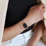 Buy Shop Daniel Wellington Quadro Melrose Black Dial Rose Gold Mesh Bracelet Watch For Women - DW00100432 USA Online