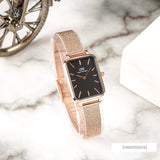 Buy Shop Daniel Wellington Quadro Melrose Black Dial Rose Gold Mesh Bracelet Watch For Women - DW00100432 USA Online