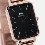 Buy Shop Daniel Wellington Quadro Melrose Black Dial Rose Gold Mesh Bracelet Watch For Women - DW00100432 USA Online