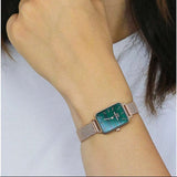 Buy Shop Daniel Wellington Quadro Melrose Green Dial Rose Gold Mesh Strap Watch For Women - DW00100437 USA Online