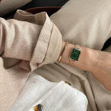 Buy Shop Daniel Wellington Quadro Melrose Green Dial Rose Gold Mesh Strap Watch For Women - DW00100437 USA Online