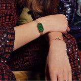 Buy Shop Daniel Wellington Quadro Melrose Green Dial Rose Gold Mesh Strap Watch For Women - DW00100437 USA Online