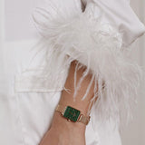 Buy Shop Daniel Wellington Quadro Melrose Green Dial Rose Gold Mesh Strap Watch For Women - DW00100437 USA Online