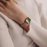 Buy Shop Daniel Wellington Quadro Melrose Green Dial Rose Gold Mesh Strap Watch For Women - DW00100437 USA Online