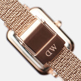 Buy Shop Daniel Wellington Quadro Melrose Green Dial Rose Gold Mesh Strap Watch For Women - DW00100437 USA Online