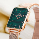 Buy Shop Daniel Wellington Quadro Melrose Green Dial Rose Gold Mesh Strap Watch For Women - DW00100437 USA Online