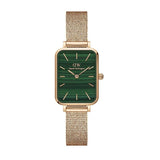 Buy Shop Daniel Wellington Quadro Melrose Green Dial Rose Gold Mesh Strap Watch For Women - DW00100437 USA Online