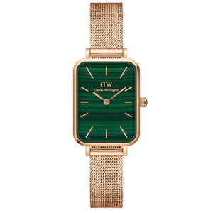 Buy Shop Daniel Wellington Quadro Melrose Green Dial Rose Gold Mesh Strap Watch For Women - DW00100437 USA Online