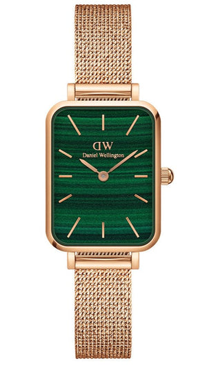Buy Shop Daniel Wellington Quadro Melrose Green Dial Rose Gold Mesh Strap Watch For Women - DW00100437 USA Online