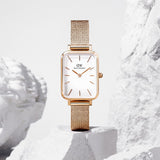 Buy Shop Daniel Wellington Quadro Melrose White Dial Gold Mesh Strap Watch For Women - DW00100431 USA Online