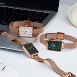 Buy Shop Daniel Wellington Quadro Melrose White Dial Gold Mesh Strap Watch For Women - DW00100431 USA Online