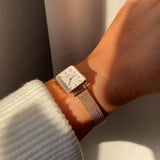 Buy Shop Daniel Wellington Quadro Melrose White Dial Gold Mesh Strap Watch For Women - DW00100431 USA Online