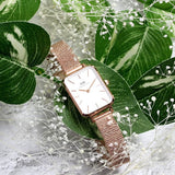 Buy Shop Daniel Wellington Quadro Melrose White Dial Gold Mesh Strap Watch For Women - DW00100431 USA Online