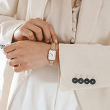 Buy Shop Daniel Wellington Quadro Melrose White Dial Gold Mesh Strap Watch For Women - DW00100431 USA Online