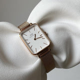 Buy Shop Daniel Wellington Quadro Melrose White Dial Gold Mesh Strap Watch For Women - DW00100431 USA Online