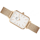 Buy Shop Daniel Wellington Quadro Melrose White Dial Gold Mesh Strap Watch For Women - DW00100431 USA Online