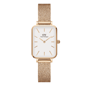 Buy Shop Daniel Wellington Quadro Melrose White Dial Gold Mesh Strap Watch For Women - DW00100431 USA Online