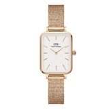 Buy Shop Daniel Wellington Quadro Melrose White Dial Gold Mesh Strap Watch For Women - DW00100431 USA Online