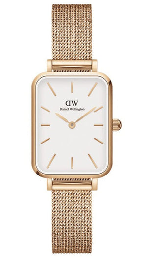 Buy Shop Daniel Wellington Quadro Melrose White Dial Gold Mesh Strap Watch For Women - DW00100431 USA Online