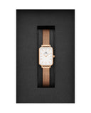 Daniel Wellington Quadro Melrose White Dial Gold Mesh Strap Watch For Women - DW00100431