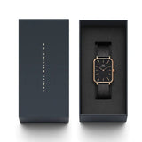 Buy Shop Daniel Wellington Quadro Pressed Ashfield Black Dial Black Mesh Strap Watch for Women - DW00100467 USA Online