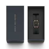 Buy Shop Daniel Wellington Quadro Pressed Ashfield Black Dial Black Mesh Strap Watch for Women - DW00100467 USA Online
