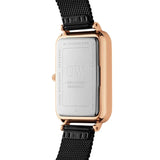 Buy Shop Daniel Wellington Quadro Pressed Ashfield Black Dial Black Mesh Strap Watch for Women - DW00100467 USA Online