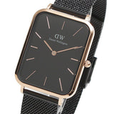 Buy Shop Daniel Wellington Quadro Pressed Ashfield Black Dial Black Mesh Strap Watch for Women - DW00100467 USA Online