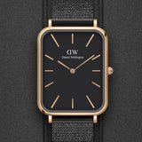 Buy Shop Daniel Wellington Quadro Pressed Ashfield Black Dial Black Mesh Strap Watch for Women - DW00100467 USA Online