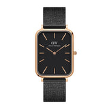Buy Shop Daniel Wellington Quadro Pressed Ashfield Black Dial Black Mesh Strap Watch for Women - DW00100467 USA Online