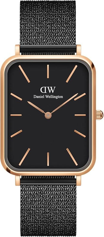 Buy Shop Daniel Wellington Quadro Pressed Ashfield Black Dial Black Mesh Strap Watch for Women - DW00100467 USA Online