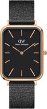 Buy Shop Daniel Wellington Quadro Pressed Ashfield Black Dial Black Mesh Strap Watch for Women - DW00100467 USA Online