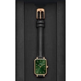 Buy Shop Daniel Wellington Quadro Pressed Melrose Emerald Green Dial Black Leather Strap Watch For Women - DW00100446 USA Online