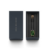 Buy Shop Daniel Wellington Quadro Pressed Melrose Emerald Green Dial Black Leather Strap Watch For Women - DW00100446 USA Online