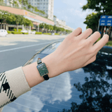 Buy Shop Daniel Wellington Quadro Pressed Melrose Emerald Green Dial Black Leather Strap Watch For Women - DW00100446 USA Online