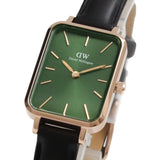 Buy Shop Daniel Wellington Quadro Pressed Melrose Emerald Green Dial Black Leather Strap Watch For Women - DW00100446 USA Online