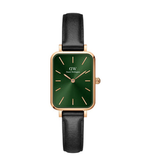 Buy Shop Daniel Wellington Quadro Pressed Melrose Emerald Green Dial Black Leather Strap Watch For Women - DW00100446 USA Online
