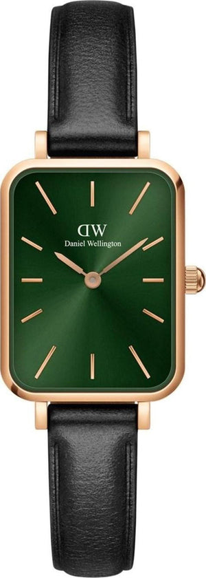 Buy Shop Daniel Wellington Quadro Pressed Melrose Emerald Green Dial Black Leather Strap Watch For Women - DW00100446 USA Online
