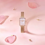 Buy Shop Daniel Wellington Quadro Pressed Melrose Pink Dial Pink Mesh Bracelet Watch For Women - DW00100510 USA Online