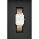 Buy Shop Daniel Wellington Quadro Pressed Melrose White Dial Rose Gold Mesh Strap Watch For Women - DW00100465 USA Online