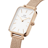 Buy Shop Daniel Wellington Quadro Pressed Melrose White Dial Rose Gold Mesh Strap Watch For Women - DW00100465 USA Online