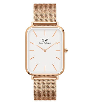 Buy Shop Daniel Wellington Quadro Pressed Melrose White Dial Rose Gold Mesh Strap Watch For Women - DW00100465 USA Online