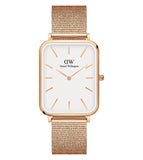 Buy Shop Daniel Wellington Quadro Pressed Melrose White Dial Rose Gold Mesh Strap Watch For Women - DW00100465 USA Online