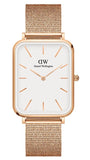 Buy Shop Daniel Wellington Quadro Pressed Melrose White Dial Rose Gold Mesh Strap Watch For Women - DW00100465 USA Online