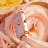 Buy Shop Daniel Wellington Quadro Pressed Mother of Pearl Pink Dial Pink Leather Strap Watch For Women - DW00100508 USA Online