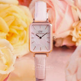 Buy Shop Daniel Wellington Quadro Pressed Mother of Pearl Pink Dial Pink Leather Strap Watch For Women - DW00100508 USA Online