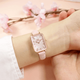 Buy Shop Daniel Wellington Quadro Pressed Mother of Pearl Pink Dial Pink Leather Strap Watch For Women - DW00100508 USA Online